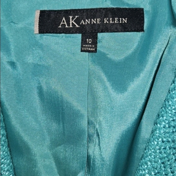AK Anne Klein Single Button Blazer Aqua/Turquoise Blue Size 10 - Picture 3 of 8